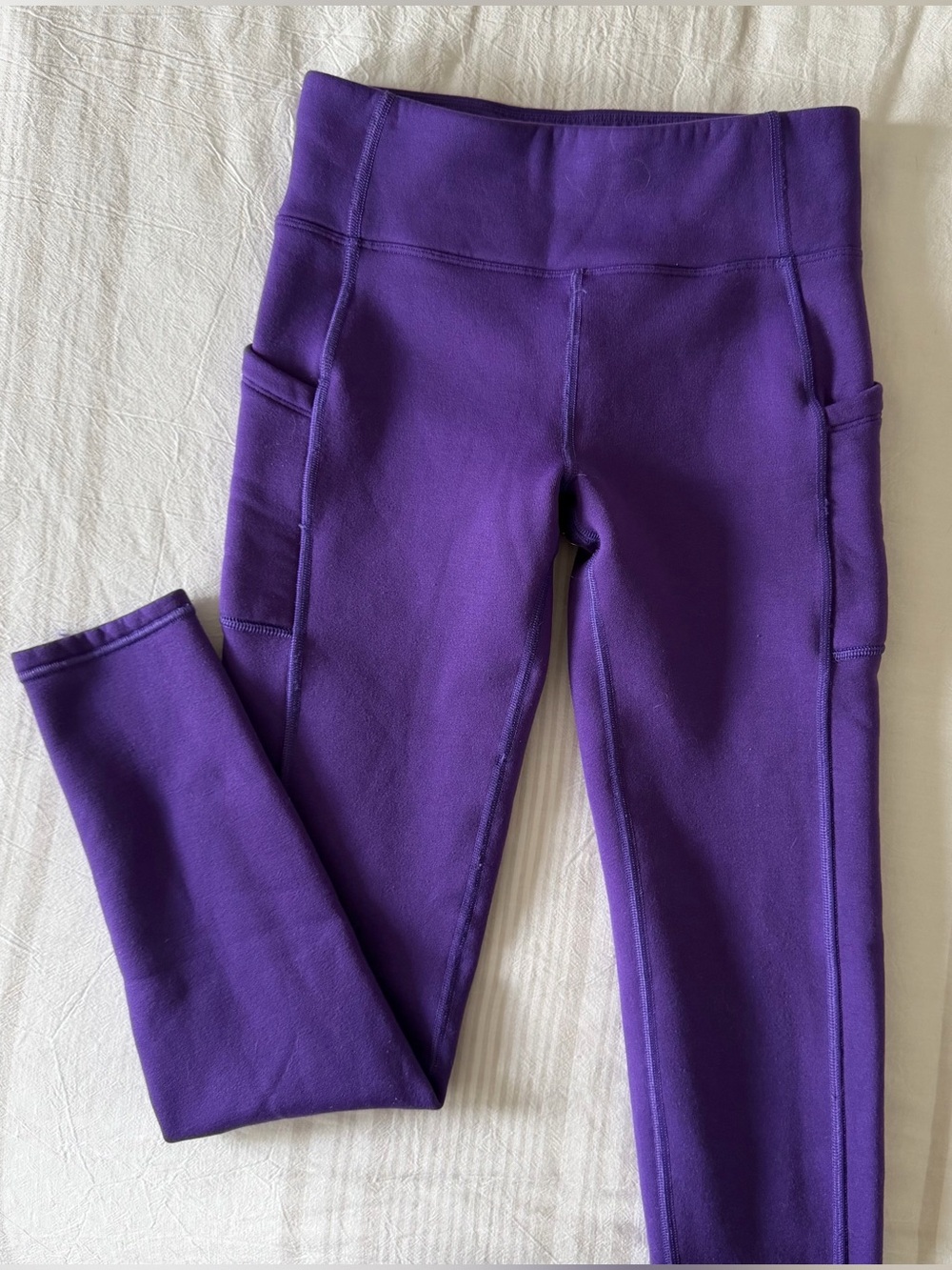 Athleta Girl Polartec Fleece Lined Stash Tights Leggings in Purple